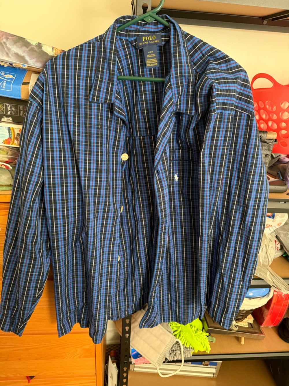 Polo by Ralph Lauren Blue and Black Plaid Cotton Shirt